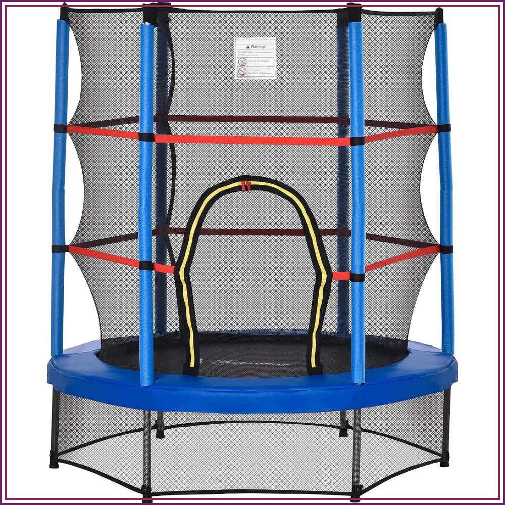 Training Net Mini - 55インチ ミニトランポリン 子供用 3～6歳向け、屋内/屋外用 エンクロージャーネット付き、スプリングレスデザイン、安全パッド、スチールフレーム、耐荷重99ポンド