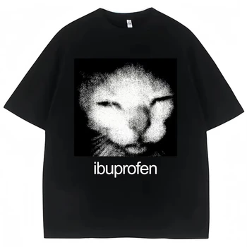 Badminton Meme - 2026 ヴィンテージ面白いイブプロフェン猫ミームグラフィック Tシャツ男性女性ユーモアファッション Tシャツ特大カジュアルストリート Tシャツ Y2K