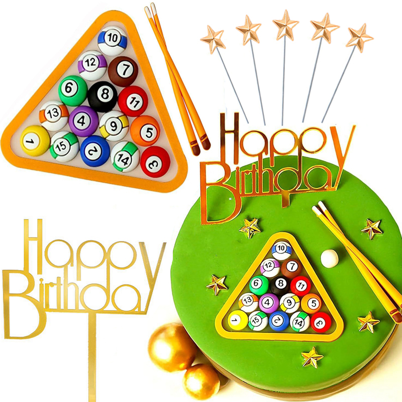 Badminton Junior - ビリヤードボールケーキデコレーション男の子子供子供の誕生日パーティーケーキハッピー父の日の装飾卓球スポーツケーキデコレーション