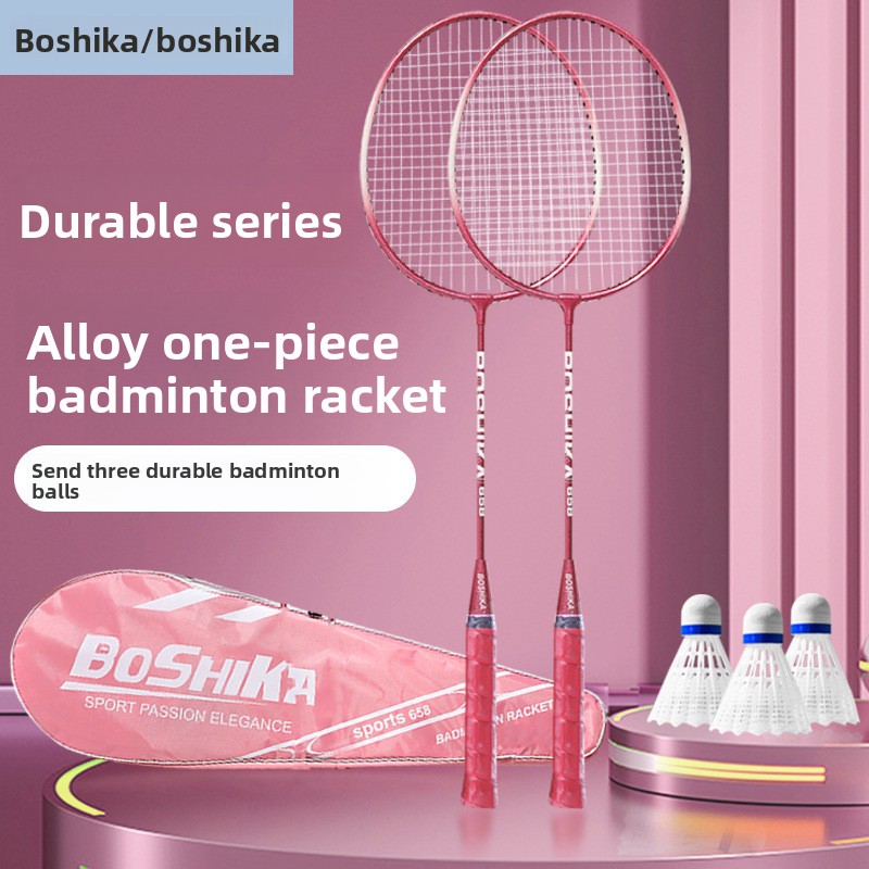 耐久性のある本物の羽根を使用したバドミントンラケット、鉄合金 - Badminton Junior のレビューと価格
